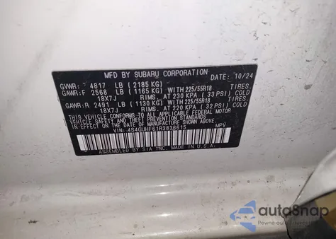 2024 Subaru Crosstrek Sport z USA, uszkodzony, nr VIN 4S4GUHF61R3836615